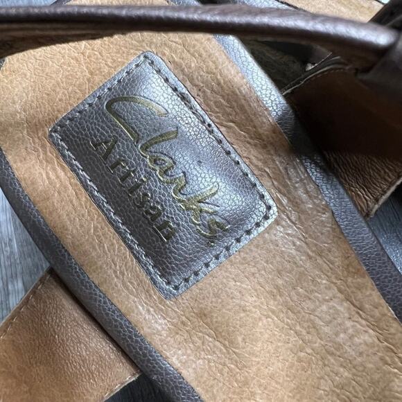 CLARKS ARTISAN Leather Slingback Active Air Peep Toe Wedge Heels Sandals Size 7 - Picture 9 of 9
